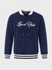 Men's Navy Blue Regular Fit Embroidered Casual Sweatshirt