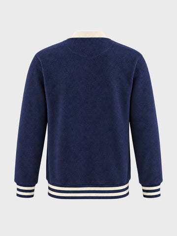 Men's Navy Blue Regular Fit Embroidered Casual Sweatshirt