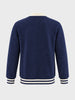 Men's Navy Blue Regular Fit Embroidered Casual Sweatshirt