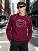 Men's Maroon Regular Fit Printed Casual Sweatshirt
