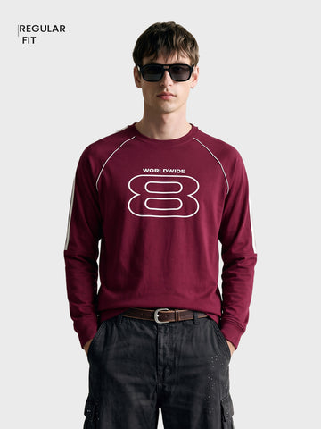 Men's Maroon Regular Fit Printed Casual Sweatshirt