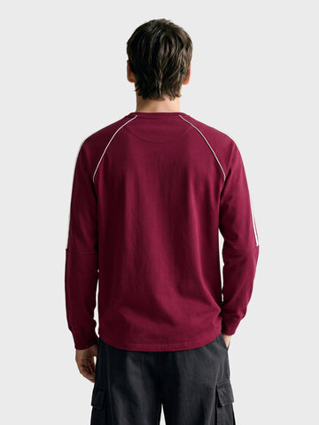 Men's Maroon Regular Fit Printed Casual Sweatshirt