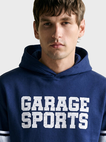 Men's Navy Blue Regular Fit Printed Casual Sweatshirt