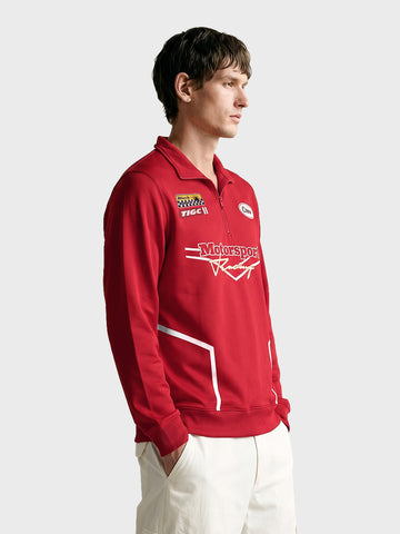 Men's Red Regular Fit Printed Casual Sweatshirt