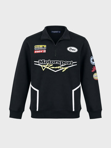 Men's Black Regular Fit Printed Casual Sweatshirt