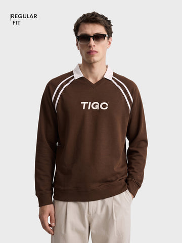 Men's Brown Regular Fit Graphic Printed Casual Sweatshirt