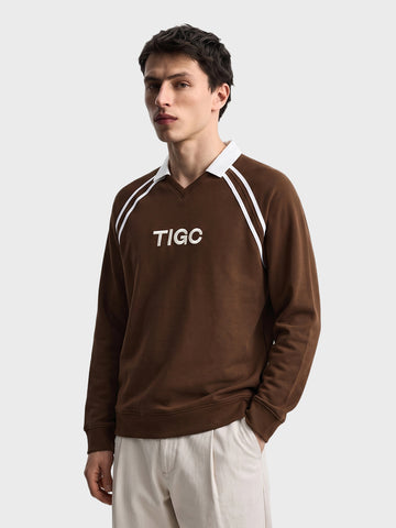 Men's Brown Regular Fit Graphic Printed Casual Sweatshirt