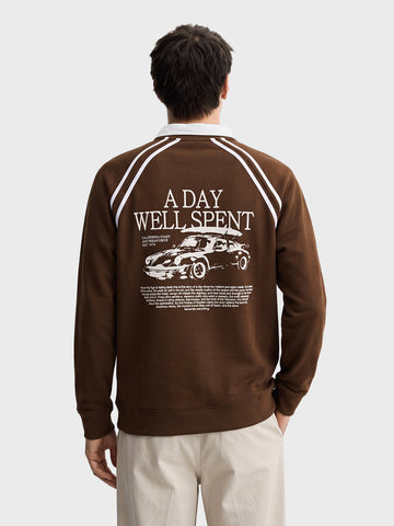 Men's Brown Regular Fit Graphic Printed Casual Sweatshirt