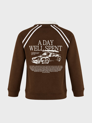 Men's Brown Regular Fit Graphic Printed Casual Sweatshirt