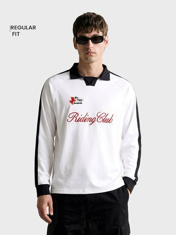 Men's Off White Regular Fit Embroidered Casual Sweatshirt