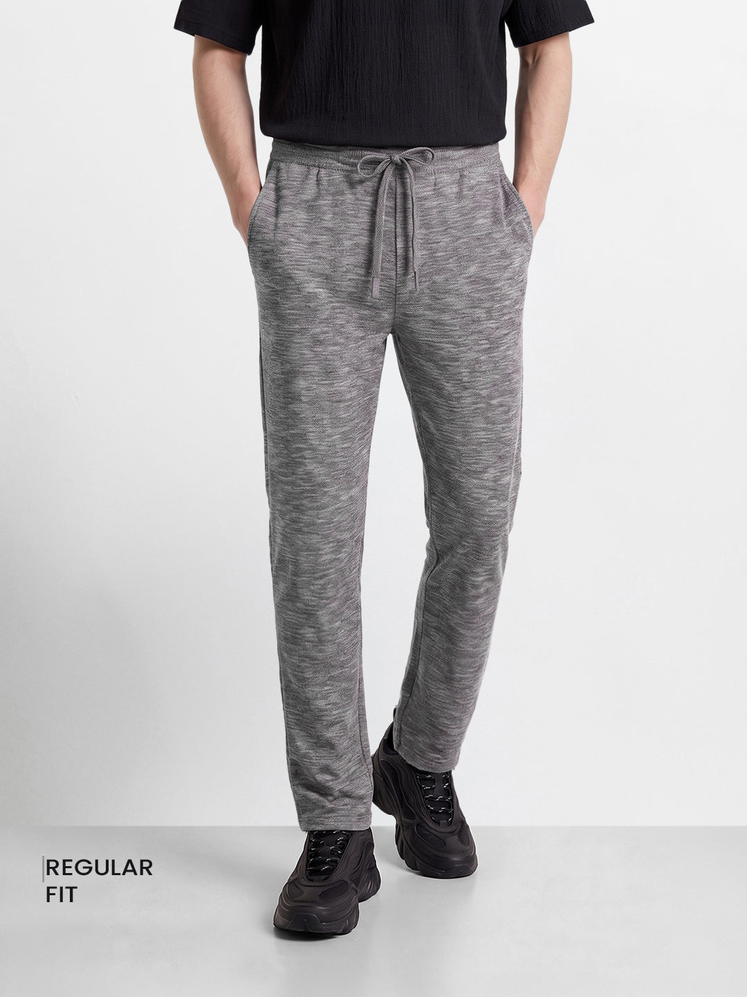 Men's Grey Regular Fit Solid Resort Wear Jogger