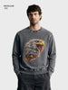 Men's Black Relaxed Fit Printed Casual Sweatshirt