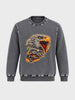 Men's Black Relaxed Fit Printed Casual Sweatshirt