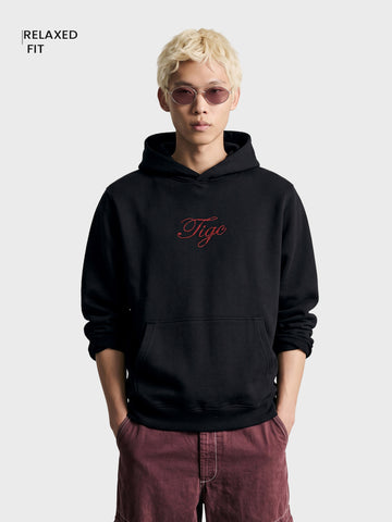Men's Black Relaxed Fit Textured Casual Sweatshirt
