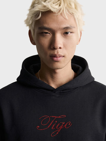 Men's Black Relaxed Fit Textured Casual Sweatshirt