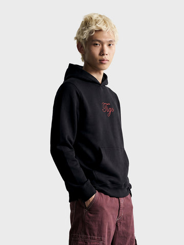 Men's Black Relaxed Fit Textured Casual Sweatshirt