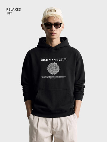 Men's Black Relaxed Fit Printed Casual Sweatshirt