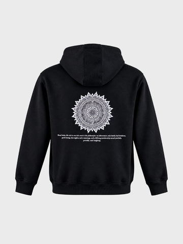 Men's Black Relaxed Fit Printed Casual Sweatshirt
