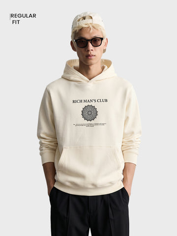 Men's Off White Regular Fit Solid Casual Sweatshirt