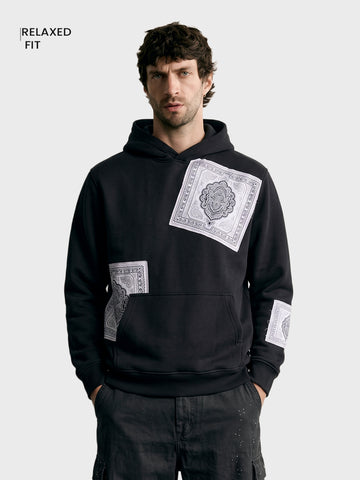 Men's Black Relaxed Fit Solid Resort Sweatshirt