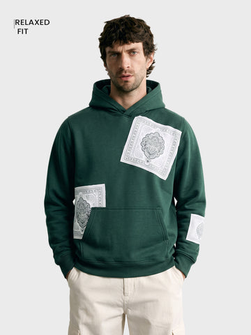 Men's Green Relaxed Fit Solid Resort Sweatshirt
