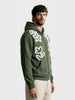 Men's Olive Relaxed Fit Embroidered Casual Sweatshirt
