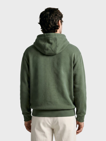 Men's Olive Relaxed Fit Embroidered Casual Sweatshirt