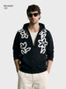 Men's Black Relaxed Fit Embroidered Casual Sweatshirt