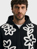 Men's Black Relaxed Fit Embroidered Casual Sweatshirt