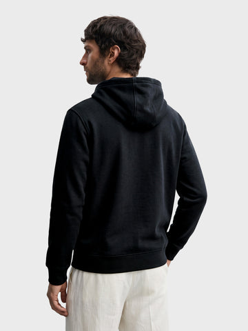 Men's Black Relaxed Fit Embroidered Casual Sweatshirt