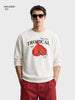 Men's White Relaxed Fit Printed Casual Sweatshirt