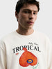 Men's White Relaxed Fit Printed Casual Sweatshirt