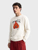 Men's White Relaxed Fit Printed Casual Sweatshirt