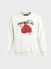 Men's White Relaxed Fit Printed Casual Sweatshirt