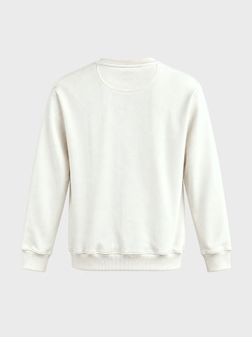 Men's White Relaxed Fit Printed Casual Sweatshirt