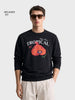 Men's Black Relaxed Fit Printed Casual Sweatshirt