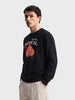Men's Black Relaxed Fit Printed Casual Sweatshirt