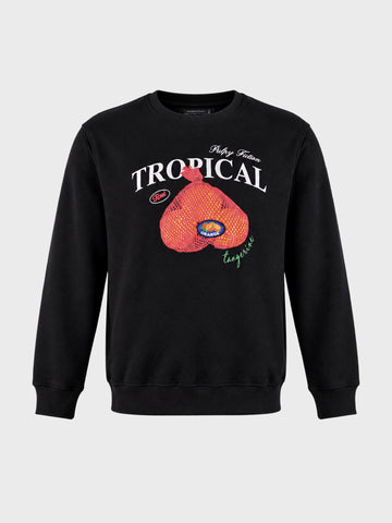 Men's Black Relaxed Fit Printed Casual Sweatshirt