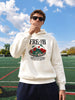 Men's White Relaxed Fit Embroidered Casual Sweatshirt