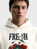 Men's White Relaxed Fit Embroidered Casual Sweatshirt