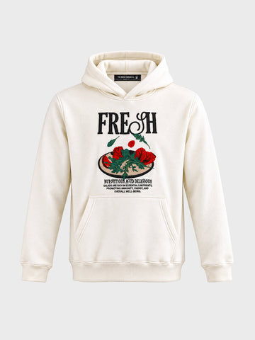 Men's White Relaxed Fit Embroidered Casual Sweatshirt