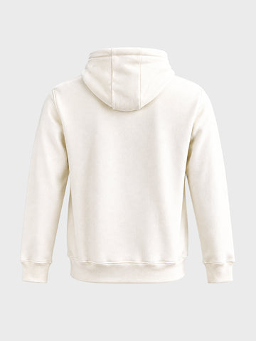 Men's White Relaxed Fit Embroidered Casual Sweatshirt