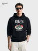 Men's Black Relaxed Fit Embroidered Casual Sweatshirt