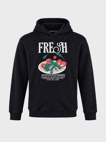Men's Black Relaxed Fit Embroidered Casual Sweatshirt