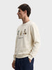 Men's Off White Regular Fit Printed Casual Sweatshirt