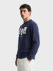 Men's Navy Blue Relaxed Fit Printed Casual Sweatshirt
