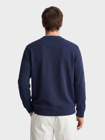 Men's Navy Blue Relaxed Fit Printed Casual Sweatshirt