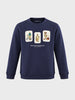 Men's Navy Blue Relaxed Fit Printed Casual Sweatshirt