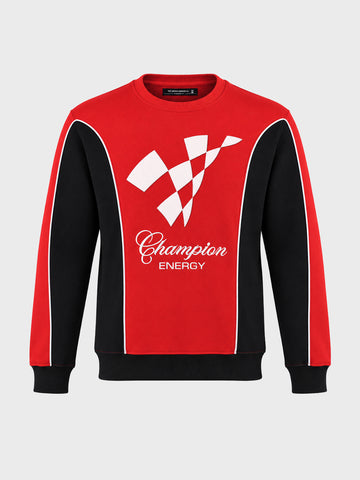 Men's Red Regular Fit Embroidered Casual Sweatshirt