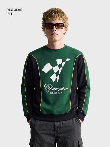 Men's Green Regular Fit Embroidered Casual Sweatshirt